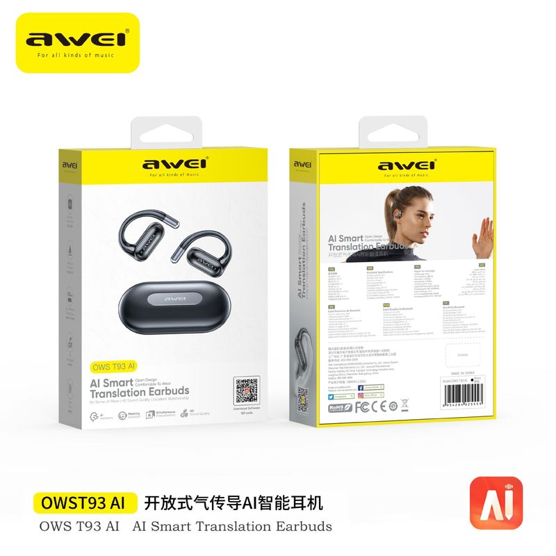 Awei 2025 新しいワイヤレス Bluetooth ヘッドセット AI インテリジェント多言語翻訳防水スポーツノイズリダクションヘッドセット|undefined