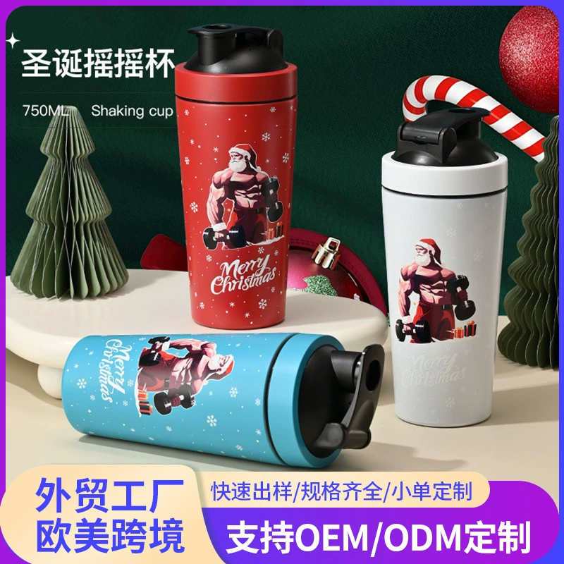 Amazon новый рождественский встряхивающийся кубок фитнес спортивная бутылка воды портативный студент большой емкости праздничный подарок молочный стакан