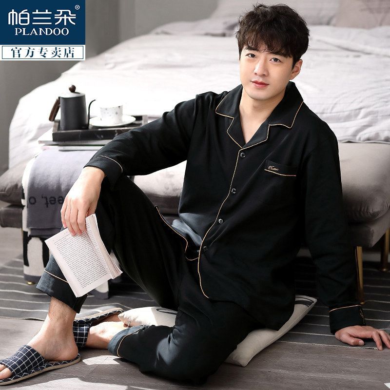 100% pijamas de algodón de los hombres de primavera y otoño de manga larga de algodón casual prendas de vestir exteriores más tamaño ropa para el hogar traje de invierno