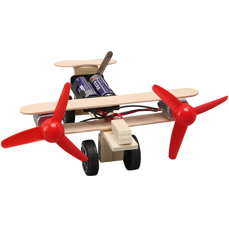 Science and technology small production handmade diy twin-engine taxiing aircraft science teaching toys for primary and secondary school students assembled packaging materials