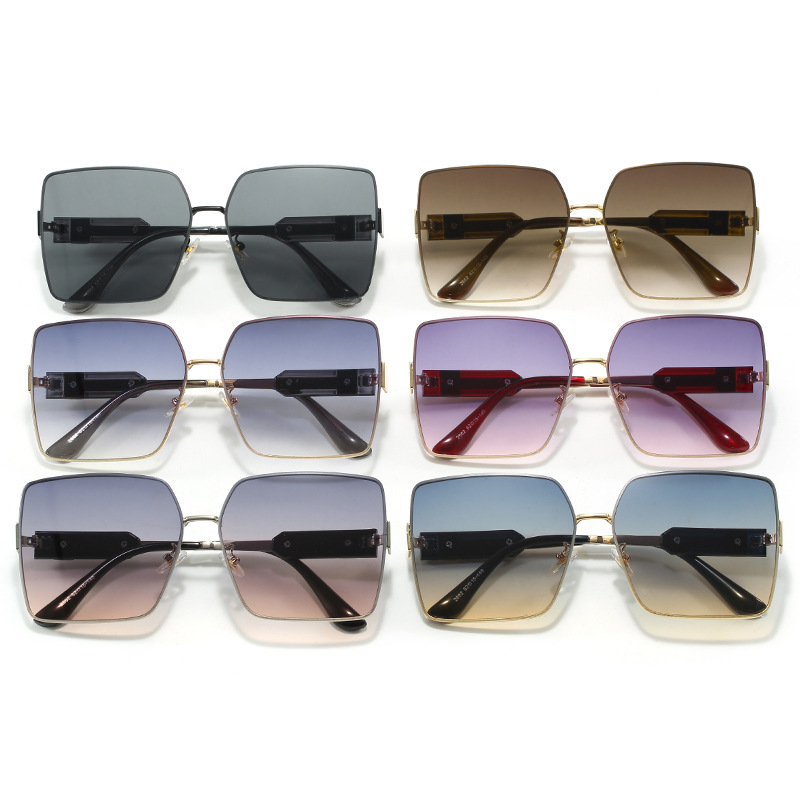 Neue D Home Große Rahmen Quadratische Sonnenbrille Mode Trend Sonnenbrille Damen Metall Ins Elegante Straßenfotografie Brille_voghion.com