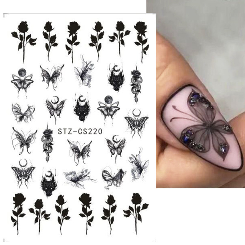 国境を越えた新しいネイルシールins水彩ぼかしレトロなバラのバックシール卸売りnail|undefined