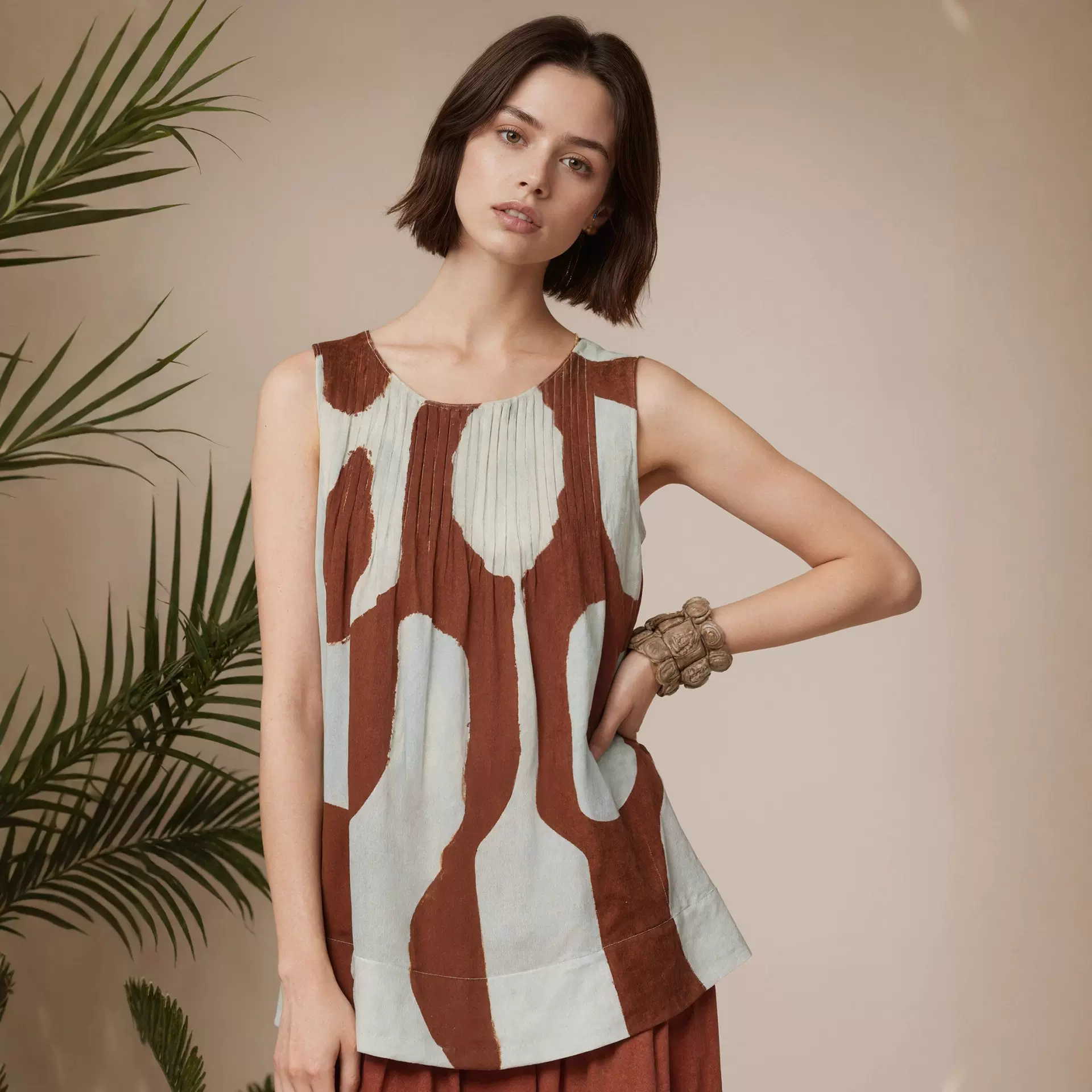 2026夏跨境欧美亚马逊Temu新款衬衫女式涂鸦印花背心上衣数码印花