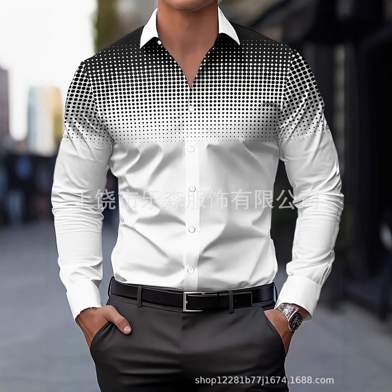 2025 Printed Shirt for Men, Long-Sleeved, Loose Fit, Soft and Skin-Friendly, the First Choice for Wearing