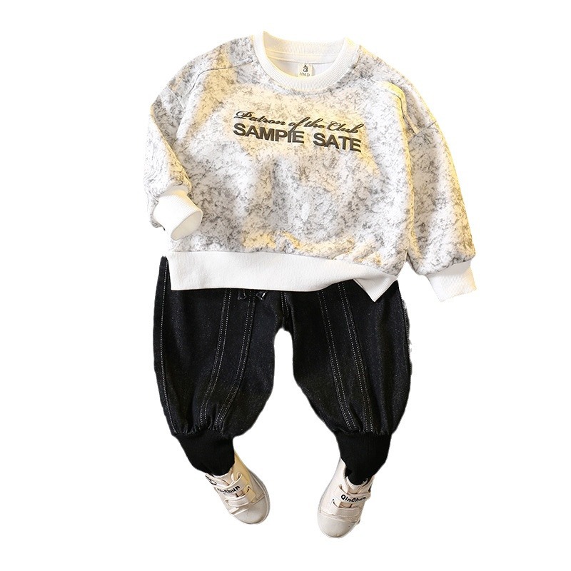 6083 Traje de otoño para niños 2024 Nuevo estilo de los niños, ropa hermosa, ropa de dos piezas de primavera y otoño para bebés