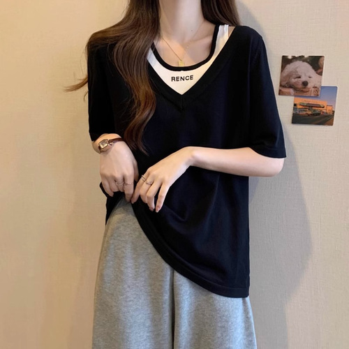 Summer women's clothing extra-large size 300kg fat mm design stripe short-sleeved T-shirt women's trend
