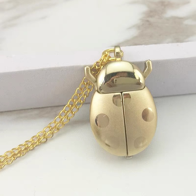 七星瓢虫怀表复古甲壳虫项链表儿童可爱卡通钥匙扣翻盖礼品挂表