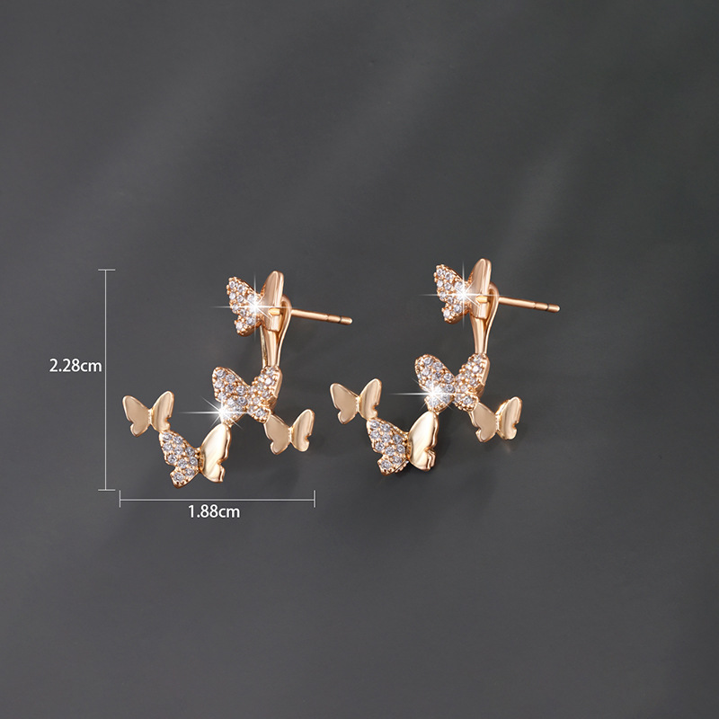 Pendientes de mariposa de oro de la joyería de Xupin elegantes pendientes de nicho diseño de las mujeres pendientes de dos piezas de lujo ligero de alto grado image 4