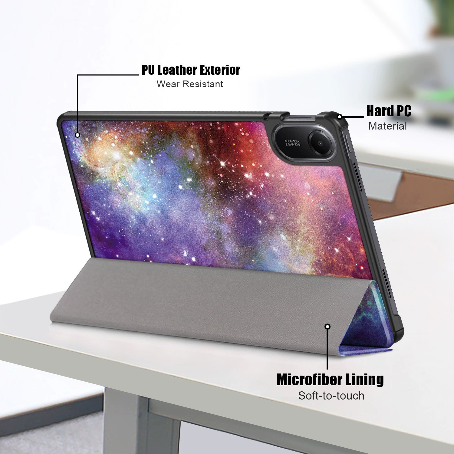 Подходит для Redmi Pad 2 2025, плоский кожаный чехол, 11-дюймовый ультратонкий тройной складной подставкой защитный чехол