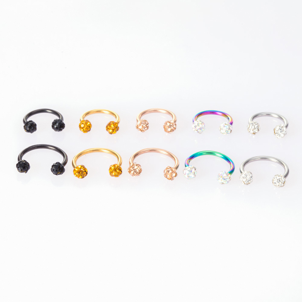 1 Piece Nose Rings & Studs Fashion C Shape Ball Horse Stainless Steel Vacuum Plating display picture 3