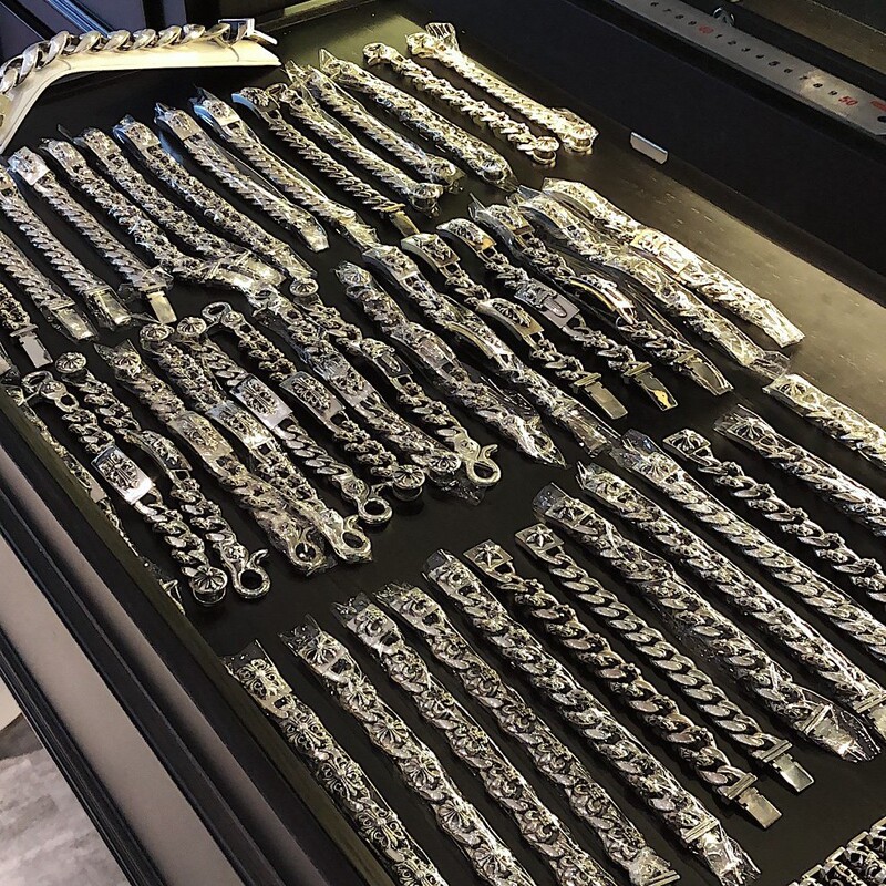 Trendy Brand Croton Bracelet with Sword, Anchor, Cross, and Flower Designs for Men and Women, European and American Retro Style, Couple's Thick Bracelet Wholesale