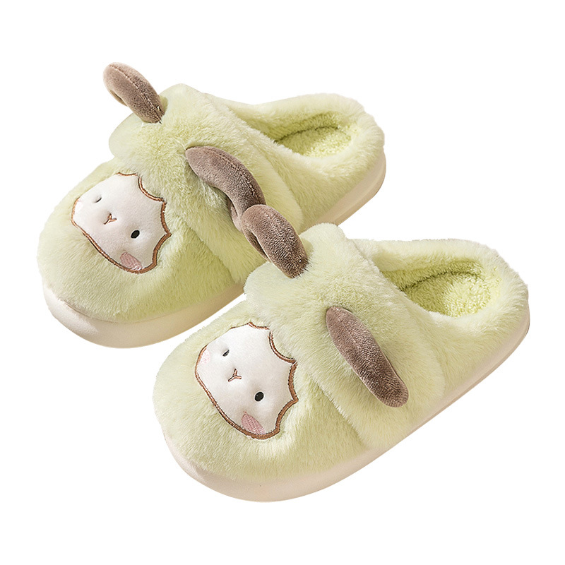 Caricatura de dibujos animados zapatillas de algodón interior lindas bolsas de lana tacones zapatillas de algodón pisar sensación de diseño de invierno zapatillas cálidas