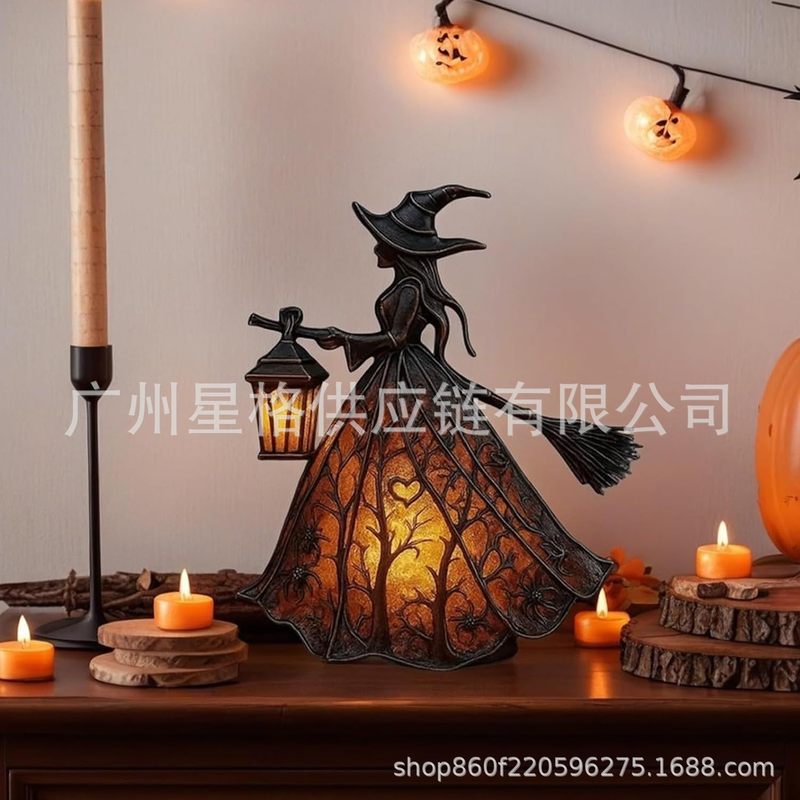 亚马逊新品 Halloween Witch Lamp 万圣节女巫灯 桌面家居装饰|undefined