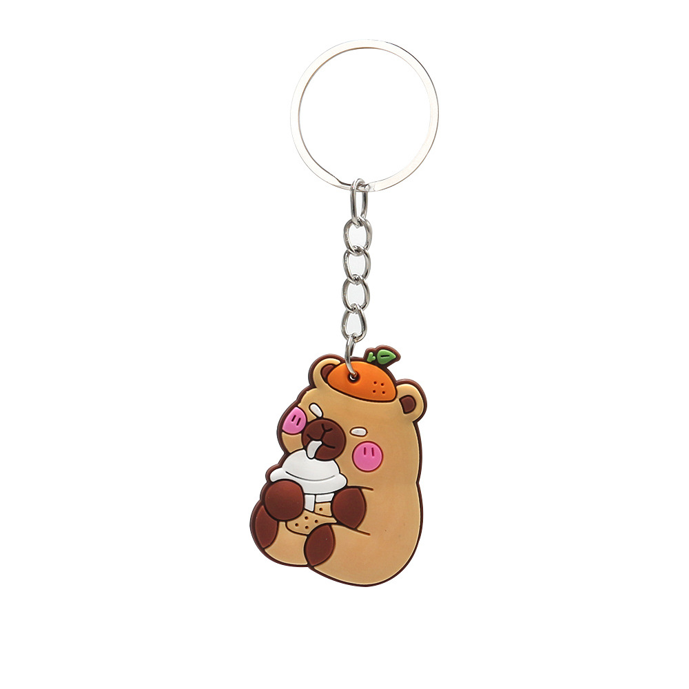 Llavero de capibara transfronterizo, bonito y de dibujos animados para niños, accesorio colgante para coche o bolso, venta al por mayor pequeña