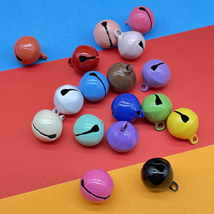 14mm candy color paint word Bell Christmas decoration keychain accessories diy metal color pet jewelry