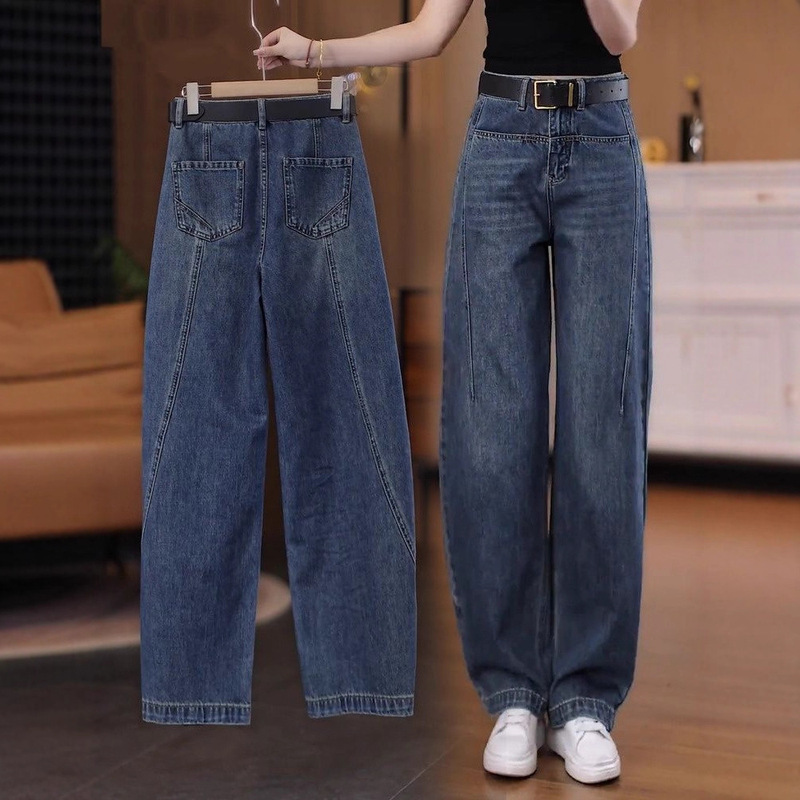 Plus Size Retro Popular Jeans for Women 2025 New High-Waist Slim Straight Pants Narrow Version Scimitar Wide-Leg Pants for Women Plus Size Retro Popular Jeans for Women 2025 New High-Waist Slim Straight Pants Narrow Version Scimitar Wide-Leg Pants for Women