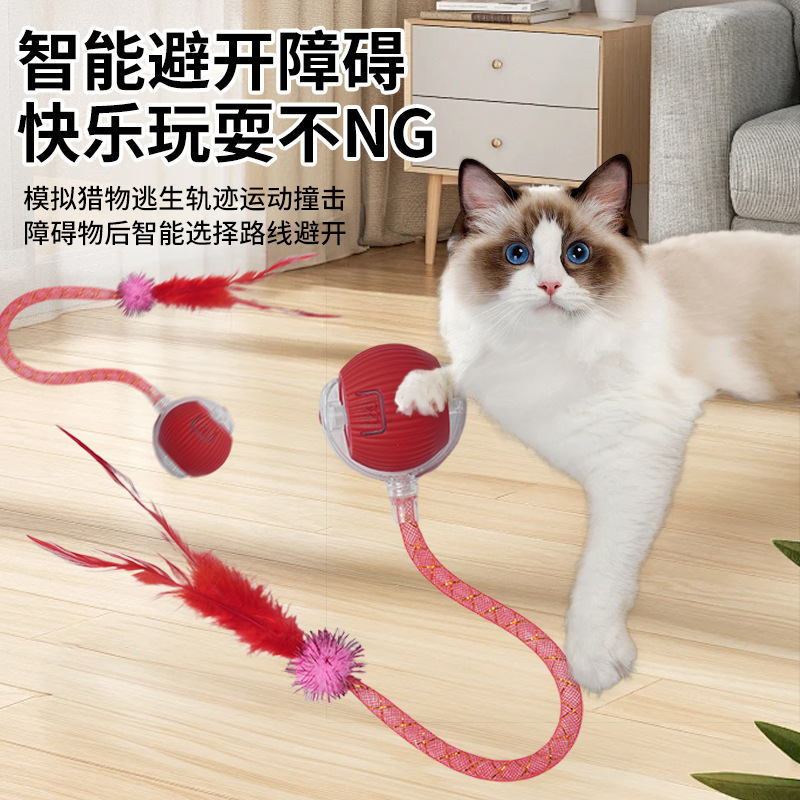 国境を越えて人気の猫用おもちゃ、スマート電動猫じゃらしボール、自ら遊んで退屈を解消、引っかき傷や噛みつきに強い、跳ねるボール、ペット用おもちゃ|undefined