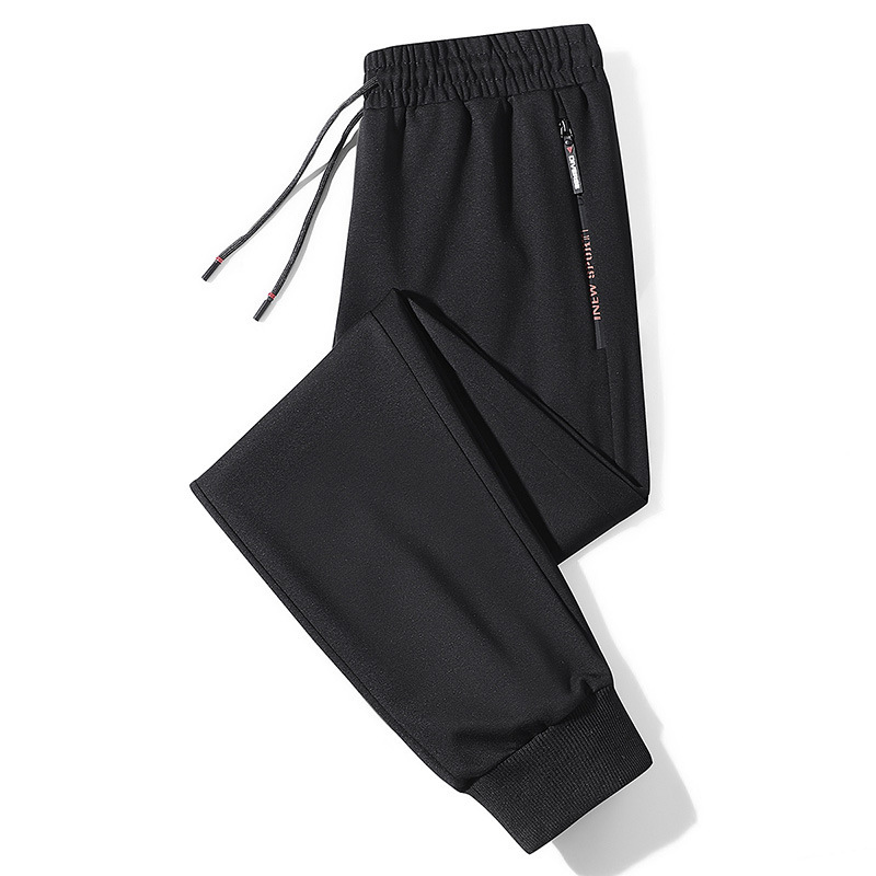 Pantaloni sport respirabili, casual, confortabili, subțiri, mărimi mari, de toamnă, pentru bărbați, cu fermoar și legături drepte_voghion.com