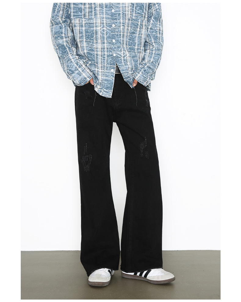Flare Jeans High Street Style Loose Fit Straight Leg Slim Fit Long Pants American Trendy Brand Retro in Stock_mkmklike.com