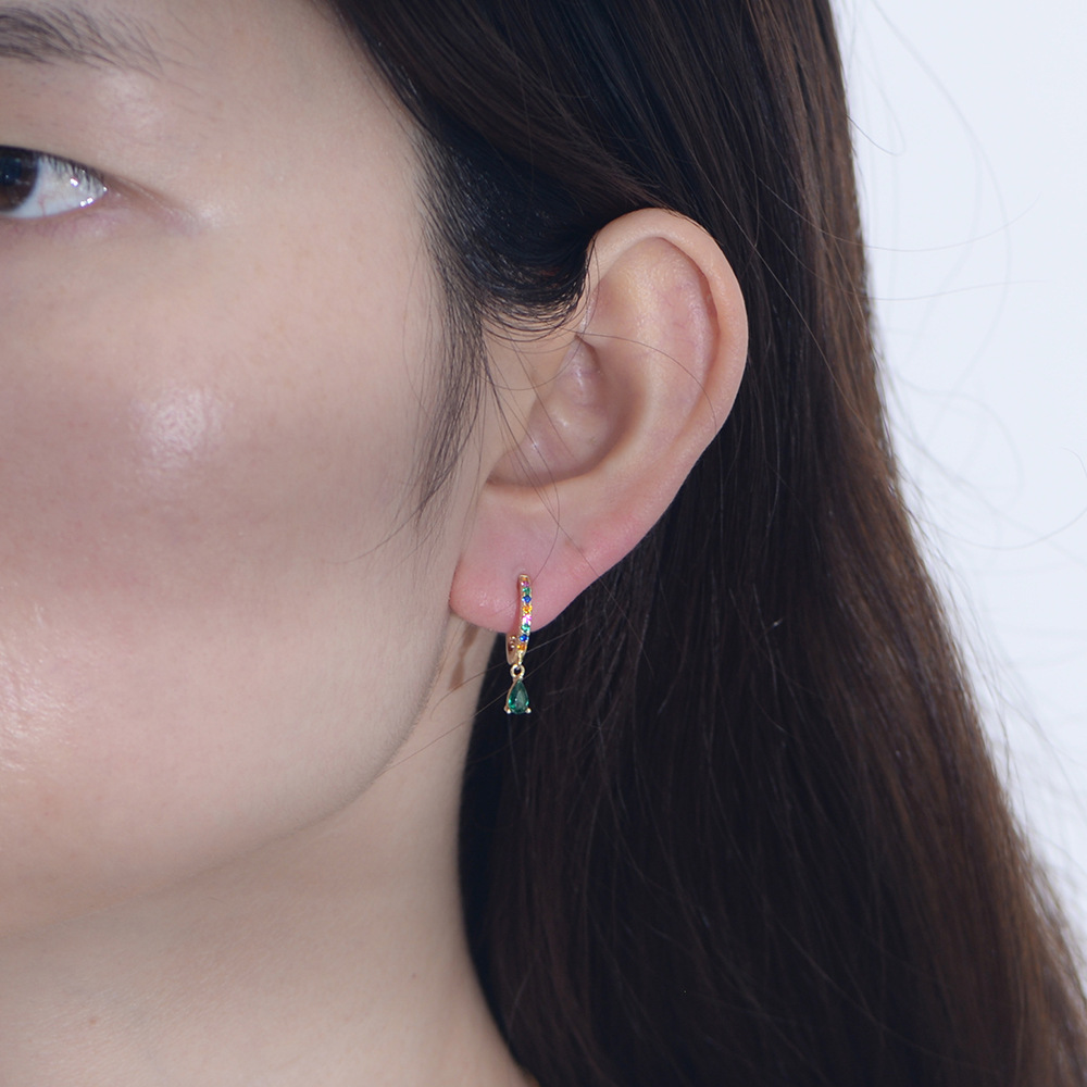 15g Weight 0.03µm Gold Plating Thickness Electroplating Gold Plating Process 925 Sterling Silver Ear Needle Material 14K Real Gold Plated, Rhodium Plated Plating Material Zircon Inlay Material Drop Earrings Classification 1 Pair 925 Sterling Silver Zircon Water Droplets Drop Earrings