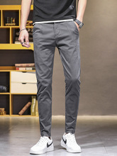 2025秋季男士弹力裤子灰色潮流休闲裤春秋修身小脚布裤工装裤长裤