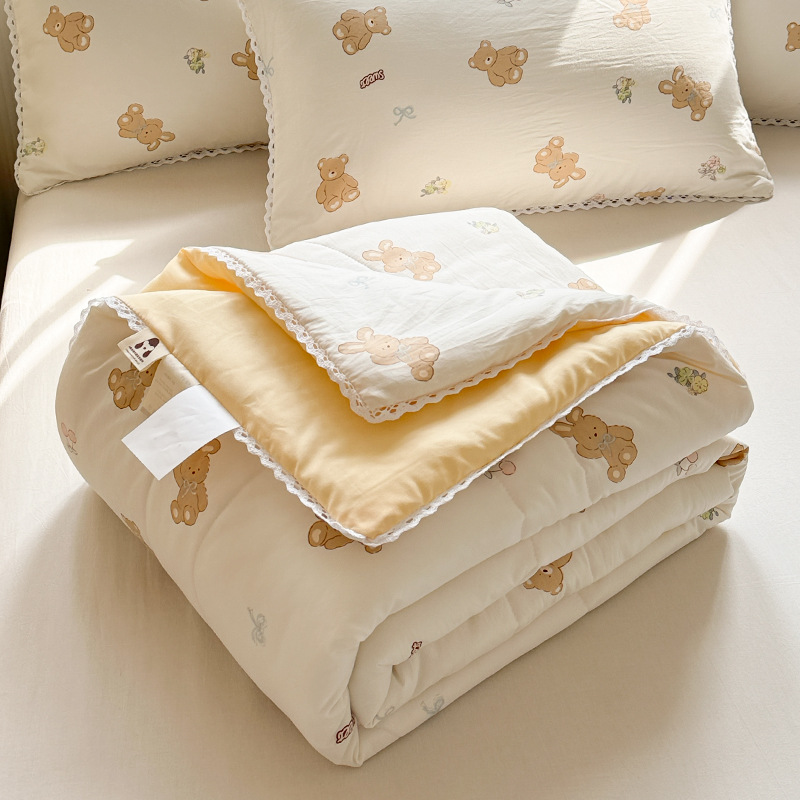 A級夏用ウォッシュドコットンサマーキルト、エアコン用掛け布団、寮用シングル、子供用薄型、洗濯機で洗えるキルト芯、抗菌