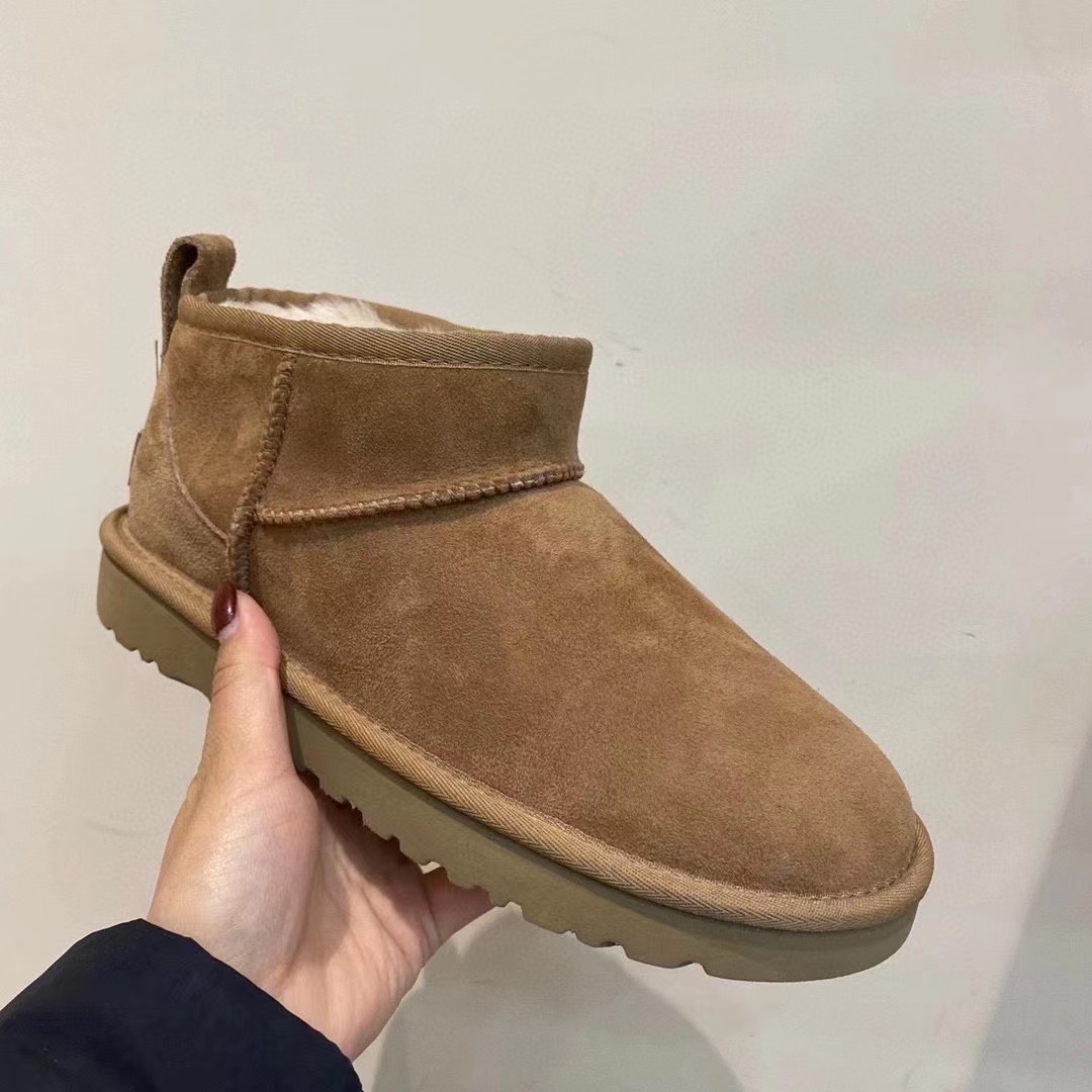 河南桑坡羊皮毛一体厚底スノーブーツ カップル用ローカットミニクラシックWQUUG綿靴