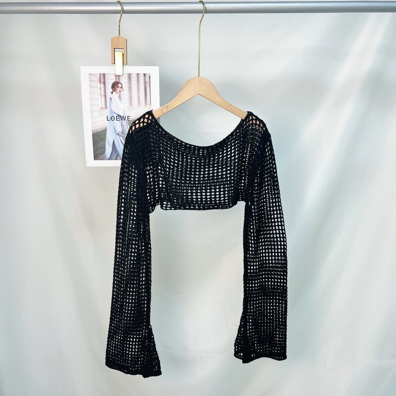 Ultra-Short Suspender Skirt with Blouse for Women, Summer Long-Sleeved Sunscreen T-Shirt, Half Mesh Cut Out Sexy Style Top Ultra-Short Suspender Skirt with Blouse for Women, Summer Long-Sleeved Sunscreen T-Shirt, Half Mesh Cut Out Sexy Style Top