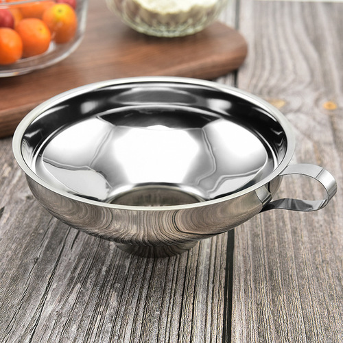 Stainless steel wide mouth funnel salad sauce jam large diameter funnel thickened funnel household multifunctional oil drain and wine drain
