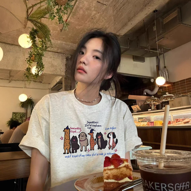 Pure Cotton Short-Sleeve T-Shirt for Women, Summer 2026 New Popular Style, Unique American-Style Loose Half-Sleeve Top with a Stylish Shoulder Design