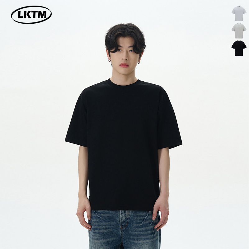 LKTM男装#夏季250g重磅索罗娜凉感短袖T恤男女百搭基础款打底上衣