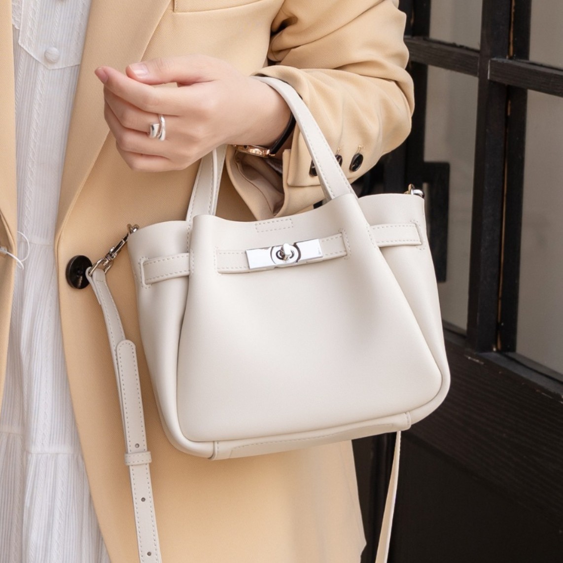 Genuine Leather Niche Design Handheld Basket Bag For Women 2026 New High-End Retro Trendy Crossbody Bucket Bag - Thumbnail 4
