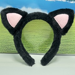クロスボーダー新しい黒と白の猫耳ヘッドバンドぬいぐるみかわいいパフォーマンススーツ漫画動物帽子猫耳ドレスアップ