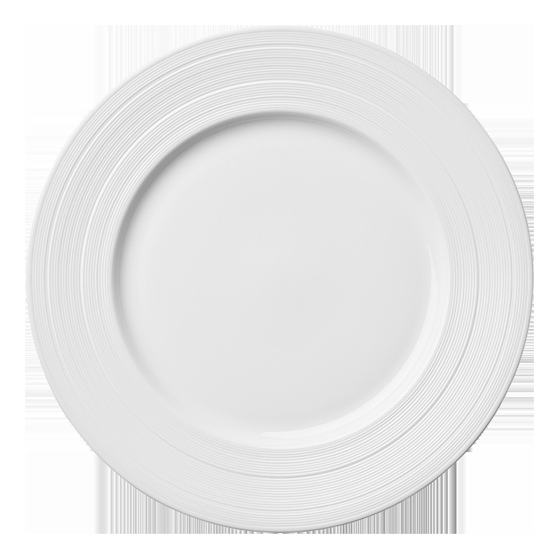 Vajilla occidental de cerámica blanca pura de Manhattan, plato para pasta y carne, taza de espresso y platillo de cerámica transfronteriza Lz.
