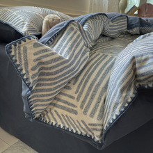 简约秋冬季纯棉磨毛床上四件套加厚全棉被套轻奢高级感床单三件套