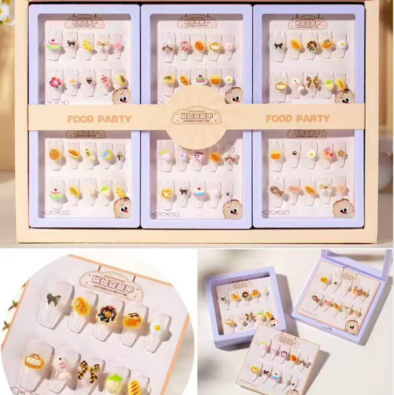 Nuevo desgaste de la serie de mariposa de uñas etiquetas de uñas niñas caja de almacenamiento transparente etiquetas de uñas falsas niñas etiquetas de uñas cortas