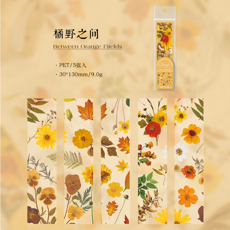 Momo translúcido marcador cuatro estaciones de viaje serie planta flor libro página clip estudiante suministros lectura libro clip