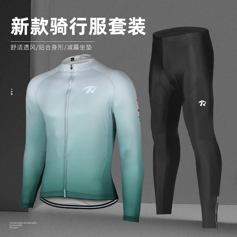 Spring and Summer Cycling Clothes Road Bike Men's Long-sleeved Jacket with Pants Women's Mountain Bike Clothes