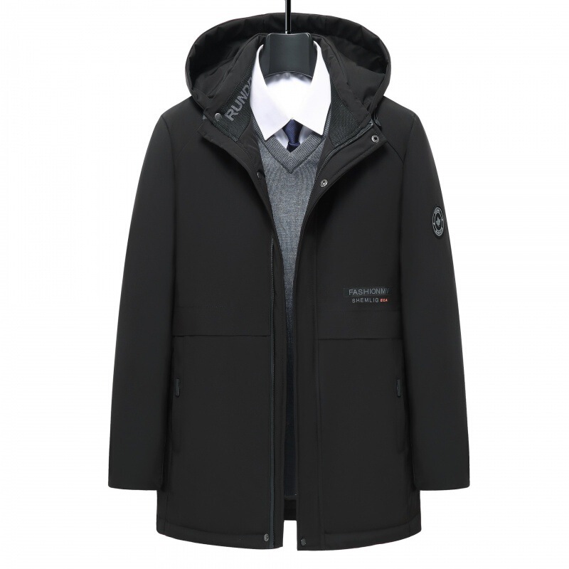 2023 Winter Fashion Armband Casual Warm Tops Men's Removable Hood Cotton Clothes Coldproof Thickened Top Men's Clothing