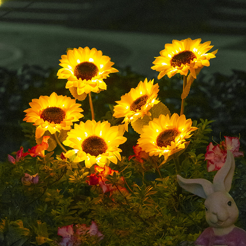 Solar energy sunflower lamp outdoor simulation flower lawn courtyard garden decoration ground stake light atmosphere National Day holiday