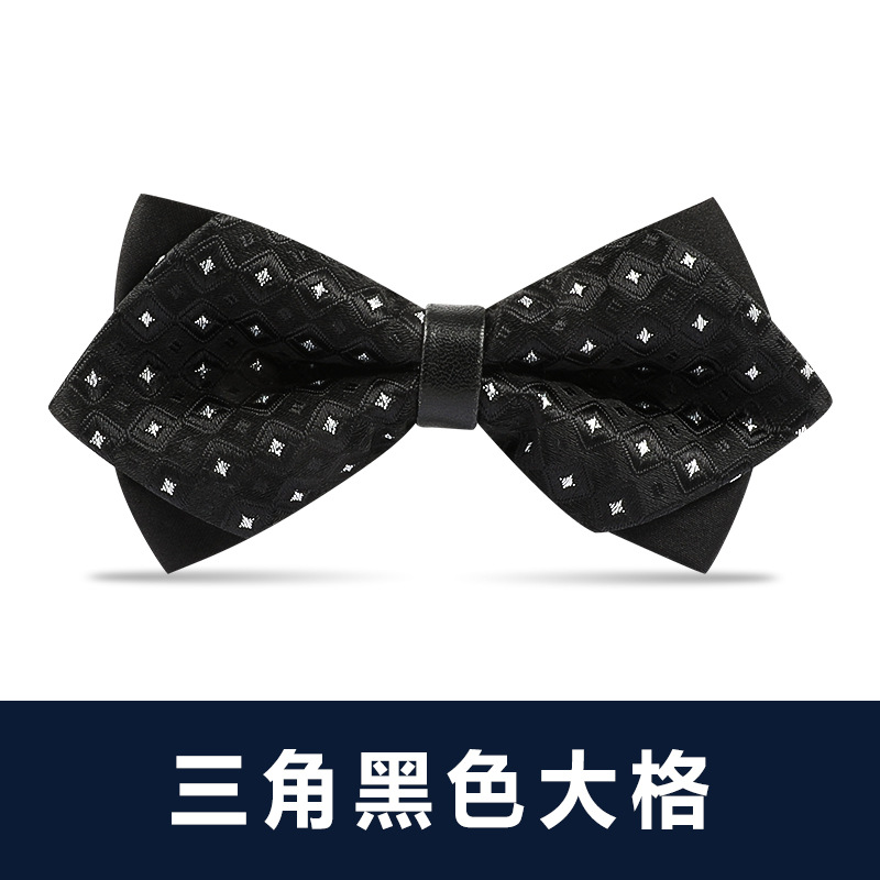 ↤↤↤삼각형 검정색 큰 격자 무늬 나비 넥타이 ↦=>=>=>