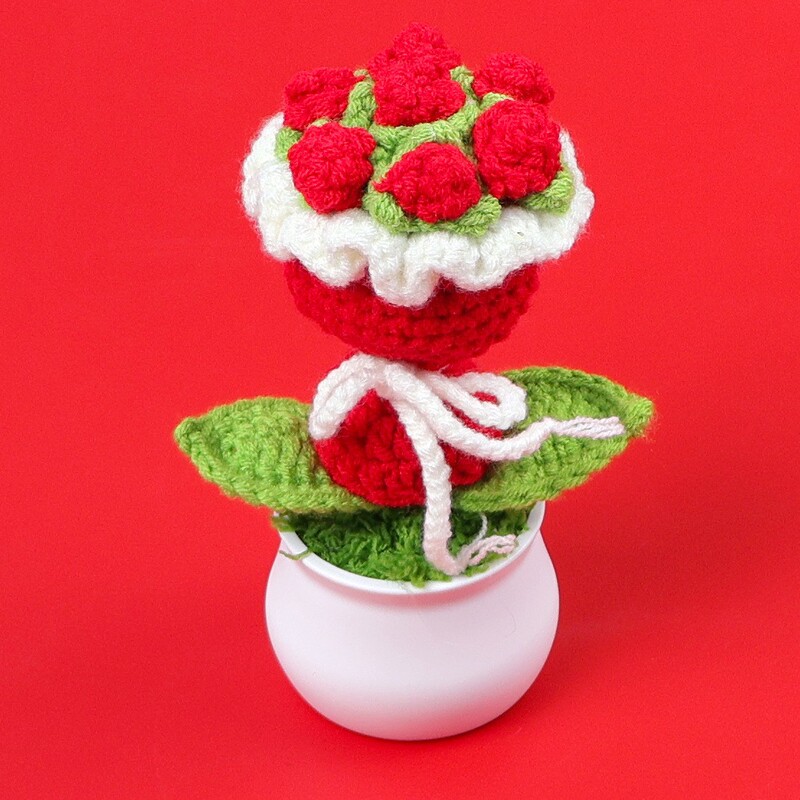 完成したウールひまわり鉢植えスズラン造花チューリップデスクトップ装飾品バレンタインデー教師クラスメートギフト|undefined