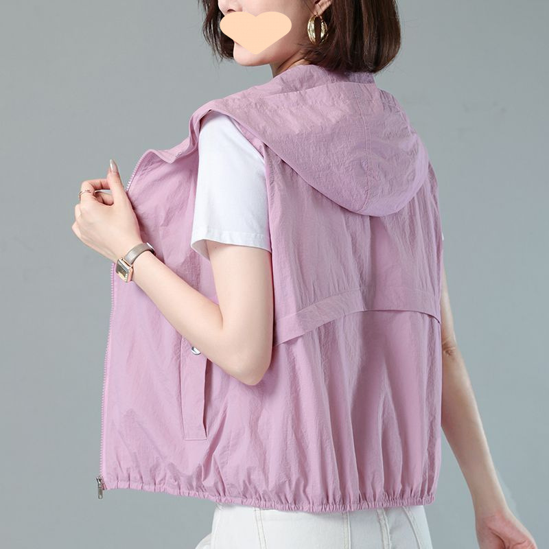 Spring and summer thin hooded vest women's middle-aged mother's waistcoat waistcoat vest vest