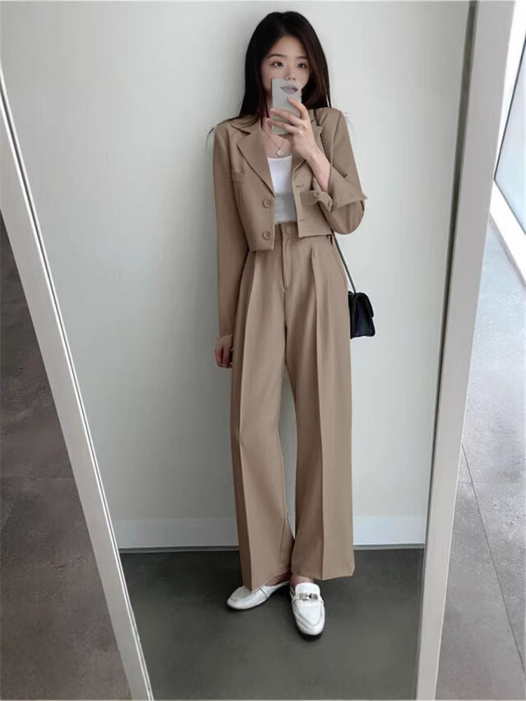 2025新款红色外套小西服上衣简约百搭通勤韩版亚马逊批发