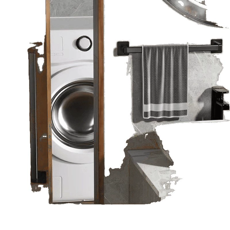 Nail-Free Wall-Mounted Towel Rack for Bathroom, Multiple Sizes, Modern Black Design