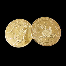 卡通牙仙子金币镀金纪念币儿童换牙礼物牙仙子纪念章硬币纪念章