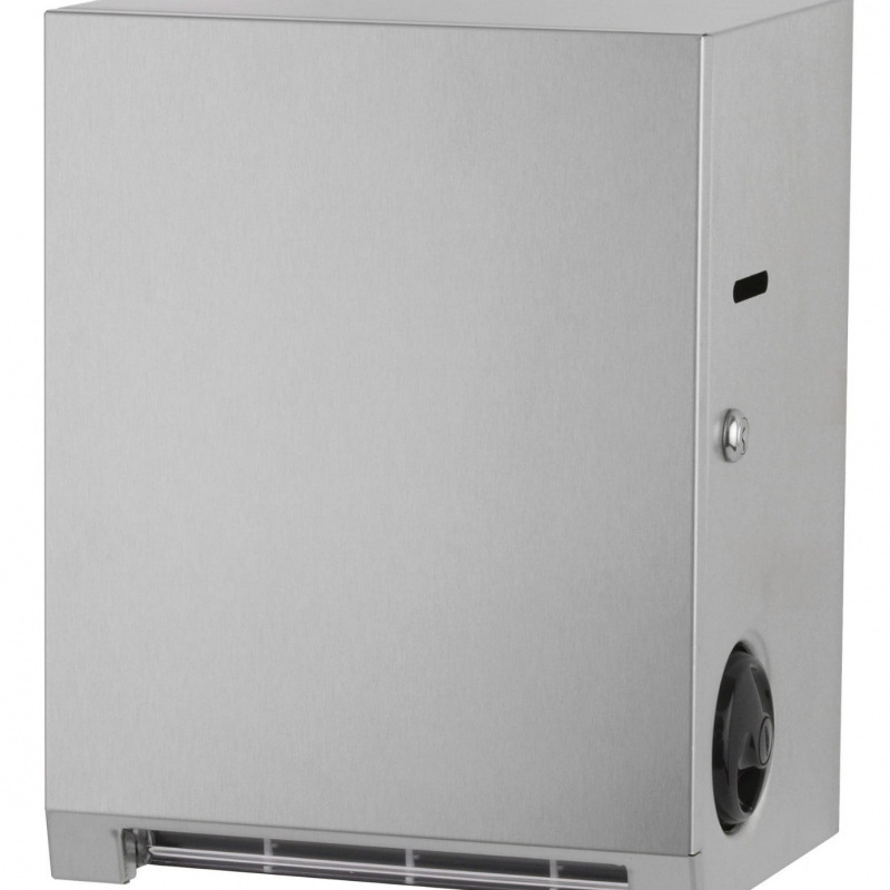 Stainless Steel Surface-Mounted Roll Paper Towel Dispenser with Satin Finish, Length 9inch Height 15inch Width 3/ 4inch Stainless Steel Surface-Mounted Roll Paper Towel Dispenser with Satin Finish, Length 9inch Height 15inch Width 3/ 4inch