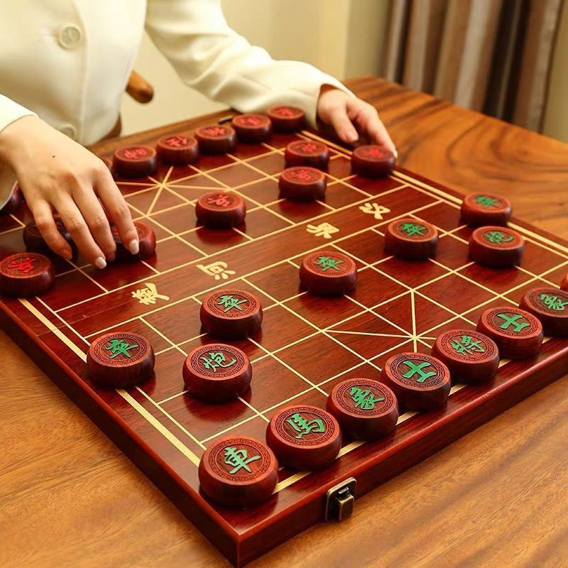 Chess Mahogany Chinese Chess High-End Solid Wood with Wooden Chessboard Student Adult Large Red Rosewood Chess Set