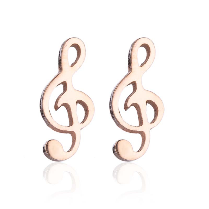 Star, Spider, Notes Pattern PVD Coated Real Gold Plated Star Spider Notes Stainless Steel Retro Waterproof Non Tarnish Ear Studs