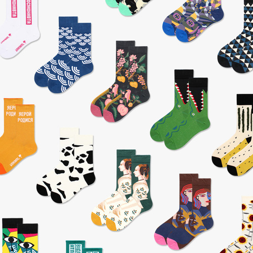 Men's and women's AB version trendy ins fashionable colorful asymmetric versatile couple's new long-tube cotton socks